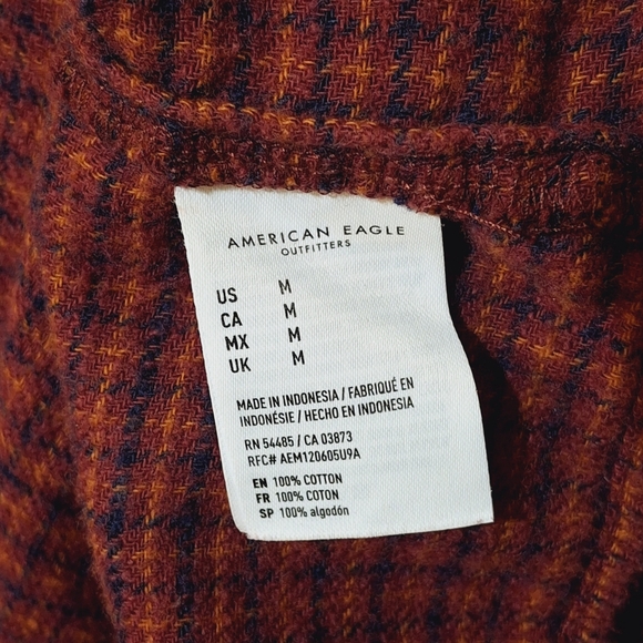 American Eagle maroon crop flannel size M - Picture 6 of 8